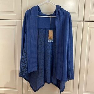 Prana long sleeve hooded wrap.